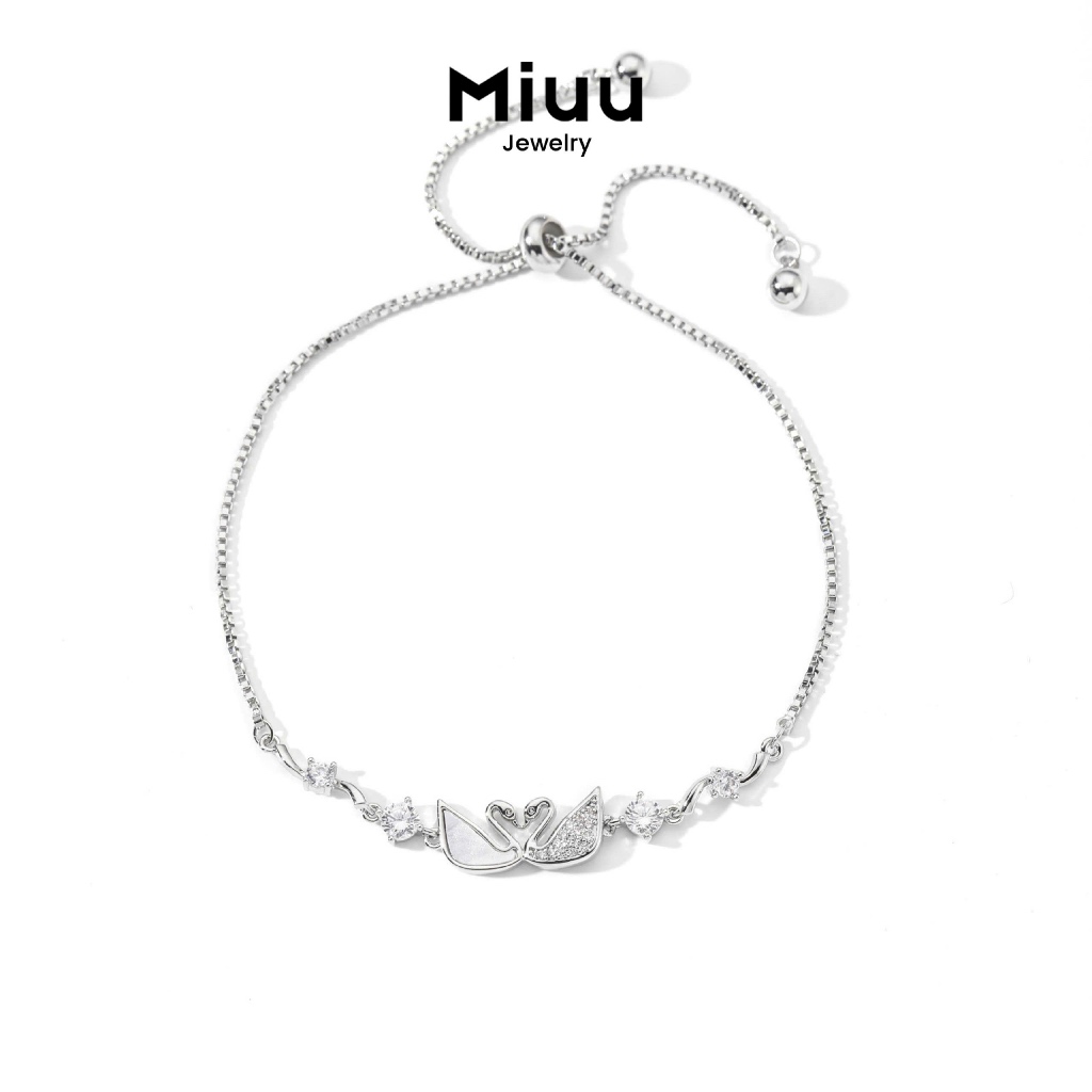 Vòng tay thiên nga nữ Miuu Jewelry, lắc tay thiên nga đôi đính đá xinh xắn FSC 10
