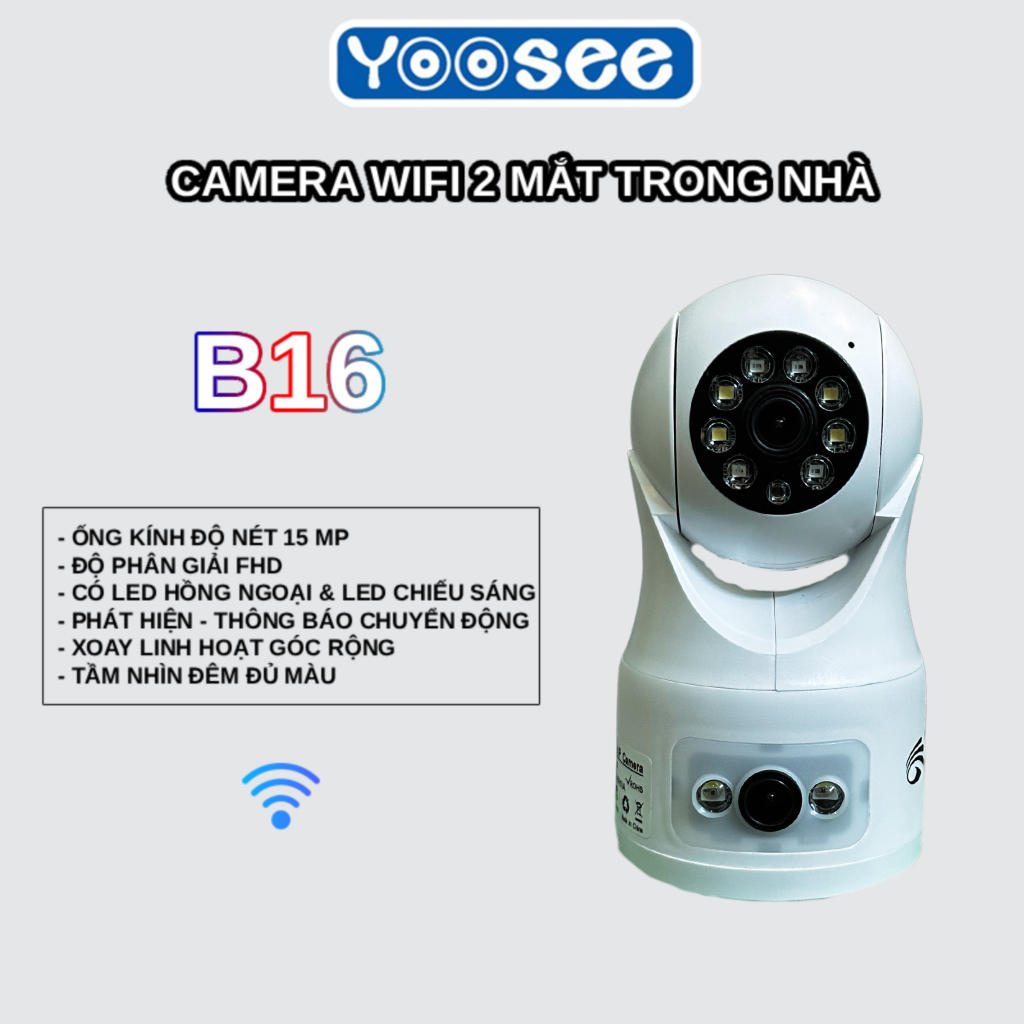 YOOSEE CAMERA 2 MẮT TRONG NHÀ B16 CẢNH BÁO CHUYỂN ĐỘNG THEO DÕI CHUYỂN ĐỘNG