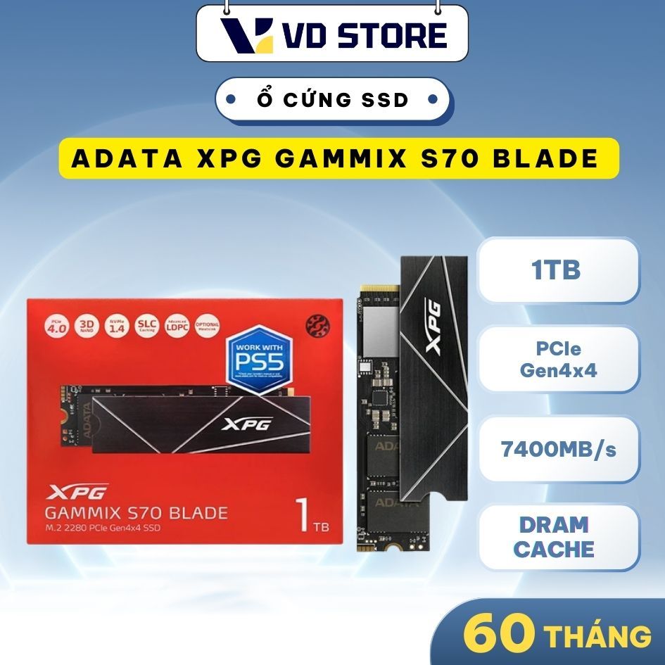 [DRAM] Ổ cứng SSD Adata XPG S70 Blade 1TB M.2 2280 PCIe Gen4 x4 NVMe
