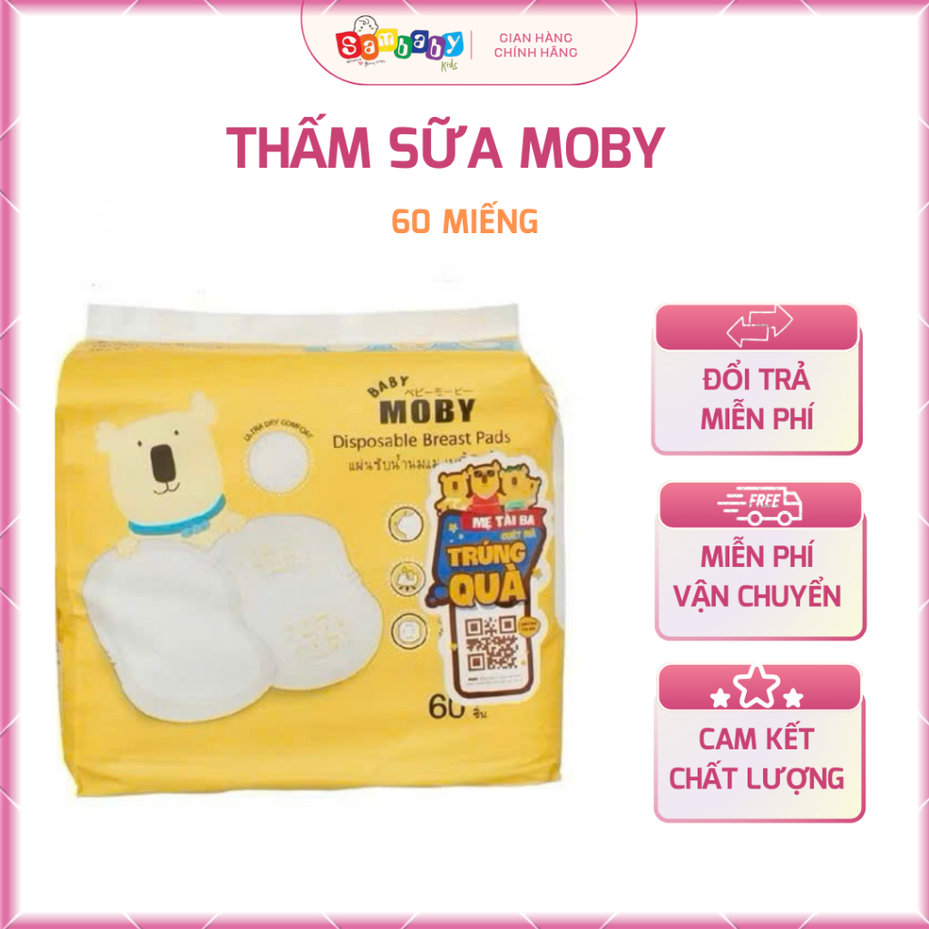 LÓT THẤM SỮA CHO MẸ MOBY CHÍNH HÃNG 60 MIẾNG