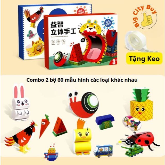 [ RẺ VÔ ĐỊCH ] Bộ Đồ Chơi Gấp Giấy Origami Nhật Bản 32 Chủ Đề Sáng Tạo Cho Bé  kèm keo dán trong bộ 