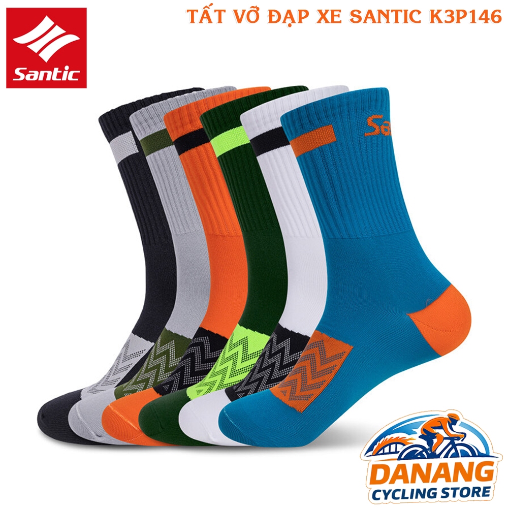 Tất (Vớ) Thể Thao Đi Xe Đạp SANTIC K3P146 – Co Giãn, Thấm Hút Tốt
