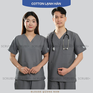 Bộ Scrubs Bác Sĩ, Đồng Phục Spa Cotton Lạnh Thương hiệu Scrubs+ Fomt cổ tim chữ V Vải Cao Cấp