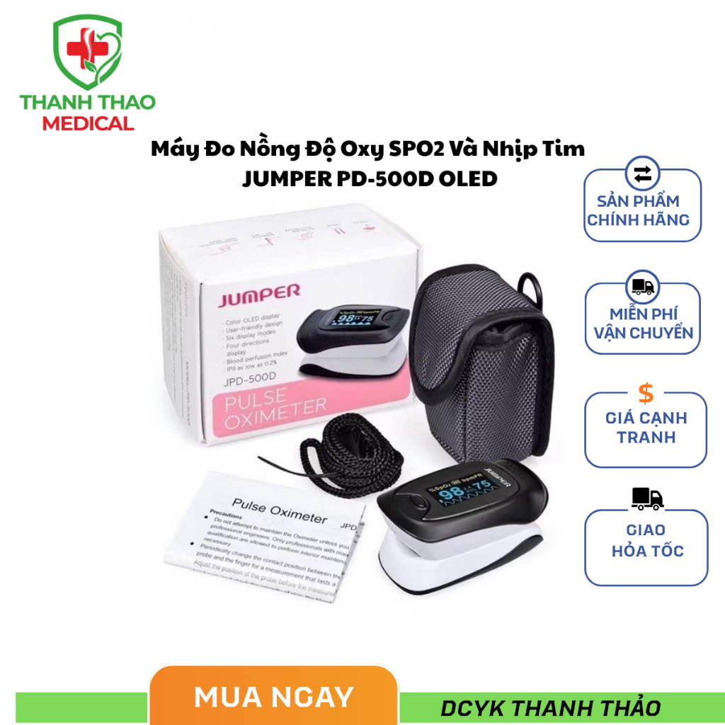 Máy Đo Nồng Độ Oxy SPO2 Và Nhịp Tim JUMPER JPD-500D OLED (Xoay 4 chiều) | Công Nghệ Đức