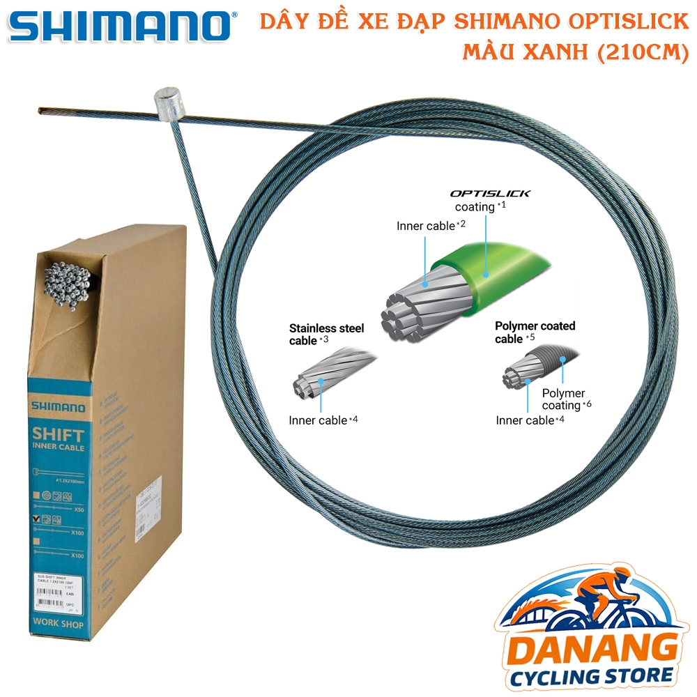 Ruột Cáp Dây Đề Xe Đạp Shift Cable Shimano OPTISLICK Xanh – Dài 210cm