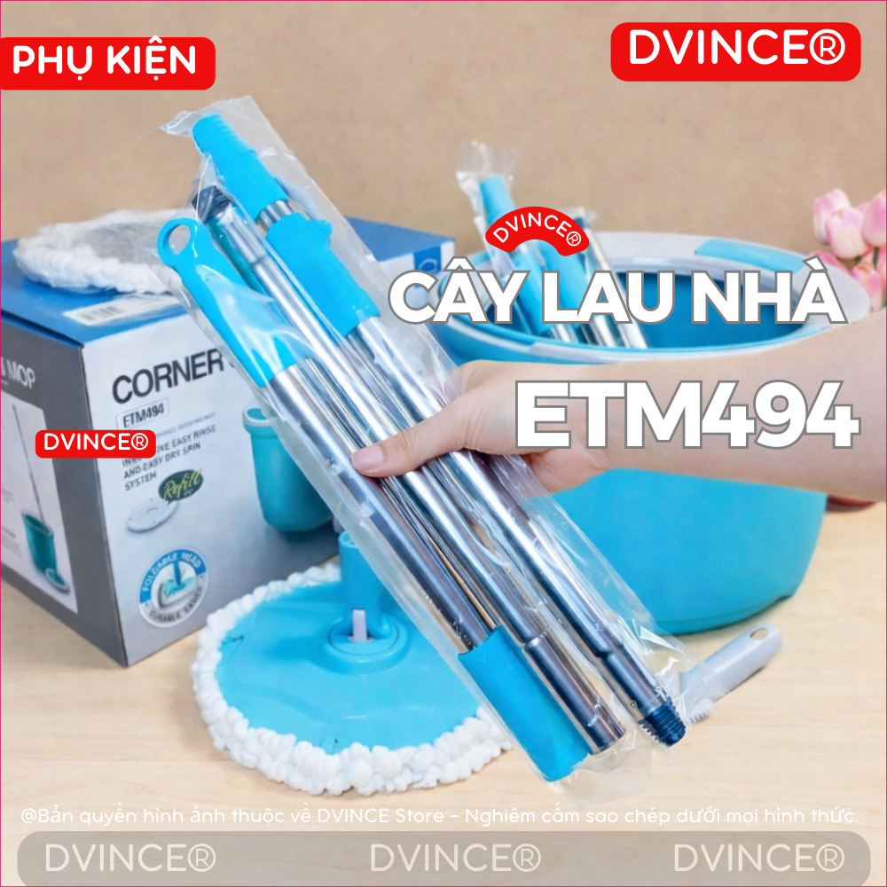 Cây Lau Nhà Inox 3 Đoạn ETM494 – Phụ Kiện Dùng Cho ETM494, ETM498 (Phù hợp bộ cây lau nhà model ETM4