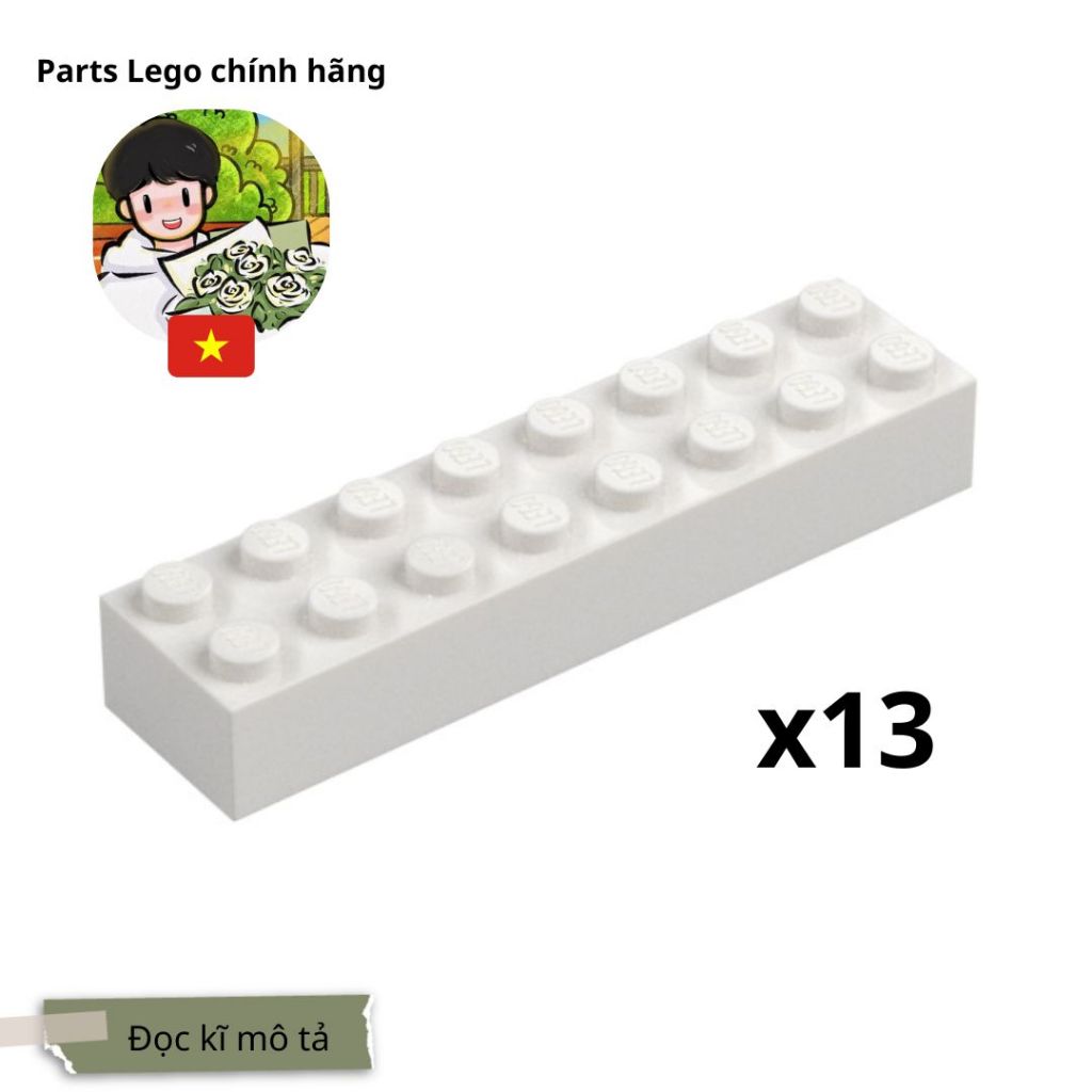 Gạch LEGO - 13 Brick 2x8 trắng lắp ghép chính hãng.
