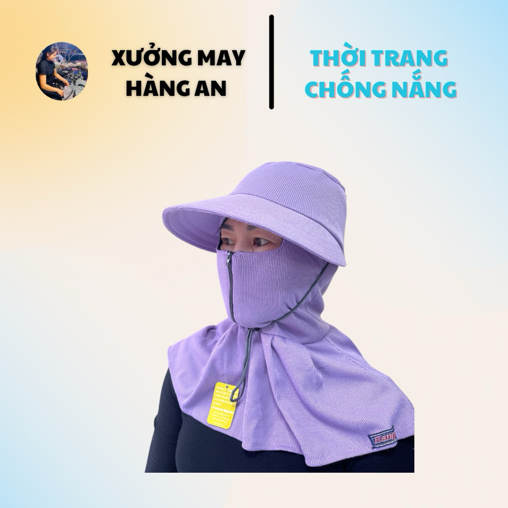 Nón khẩu trang vành rộng khoá kéo chống nắng , chống tia uv