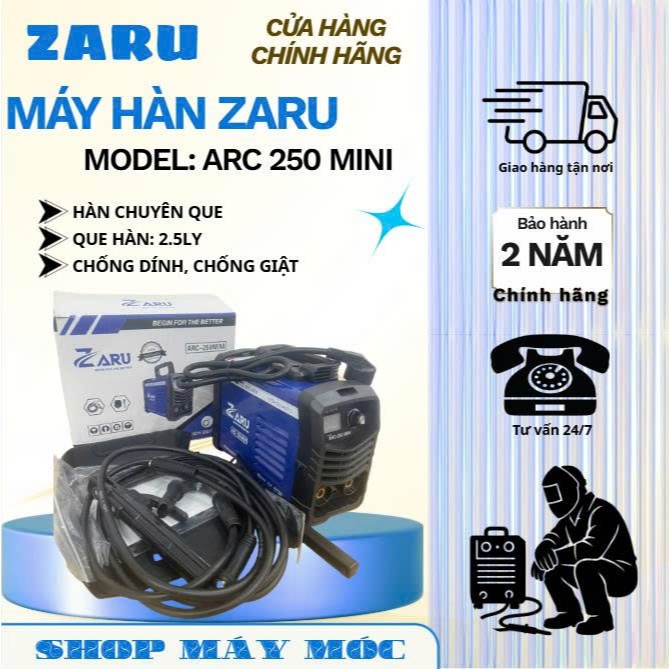 Máy Hàn Que Zaru Arc 250 Mini Chuyên Hàn 2.5ly Dành Cho Gia Đình Công Trình Dân Dụng