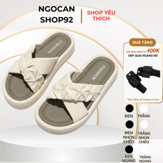 Dép Nữ Quai Ngang Nhún Nữ Hottrend Cao Cấp, Dép Quai Cao 3P – Dép Quai Chéo Thời Trang Đi Làm, Đi Biển, Cafe