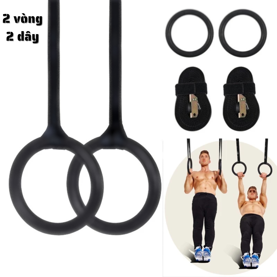 Bộ Vòng Treo Gymnastic Rings Tập Calisthenics – Xà Vòng Hỗ Trợ Dip, Pull Up, Bodyweight (1 Đôi)