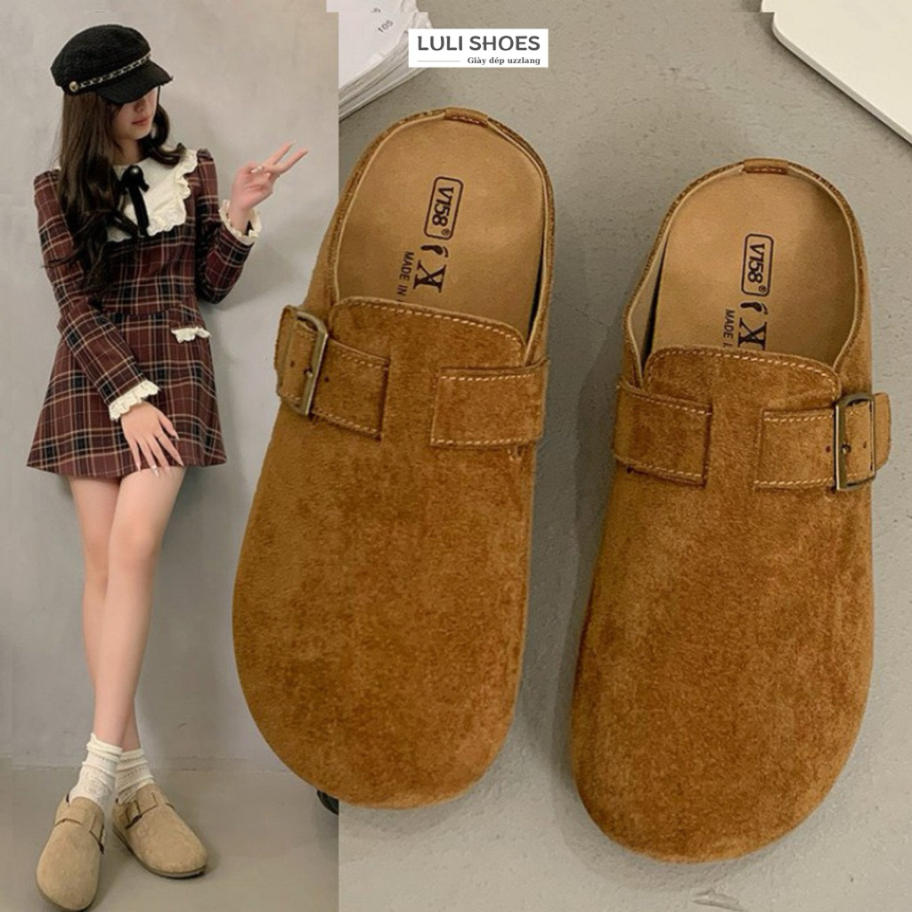 [CÓ SẴN] Dép bít mũi Briken LOẠI 1 đế cao 4cm nam nữ da đế mềm mũi tròn đơn giản