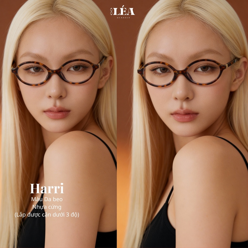 Kính mắt Oval [Lắp Được Cận] HARRI - LÉAGLASSES chất liệu nhựa cao cấp Y2K Bayonetta | BigBuy360 - bigbuy360.vn