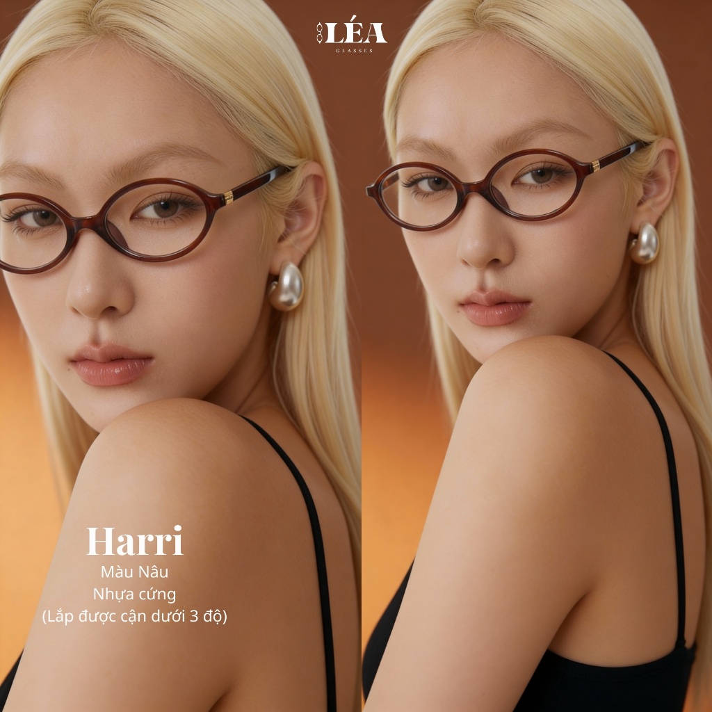 Kính mắt Oval [Lắp Được Cận] HARRI - LÉAGLASSES chất liệu nhựa cao cấp Y2K Bayonetta | BigBuy360 - bigbuy360.vn
