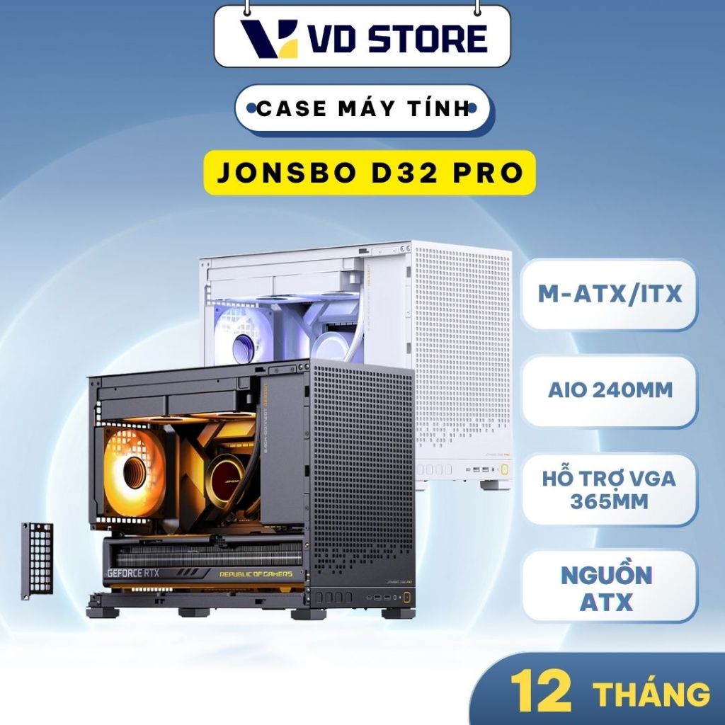 Case Jonsbo D32 PRO Vỏ Máy Tính Mặt Kính Back Plug Mini Tower
