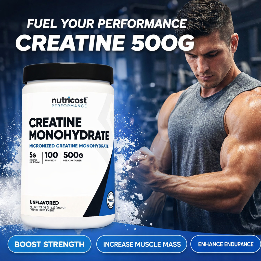 Bột Tăng Sức Mạnh và Phát Triển Cơ Nutricost Creatine Monohydrate 500g