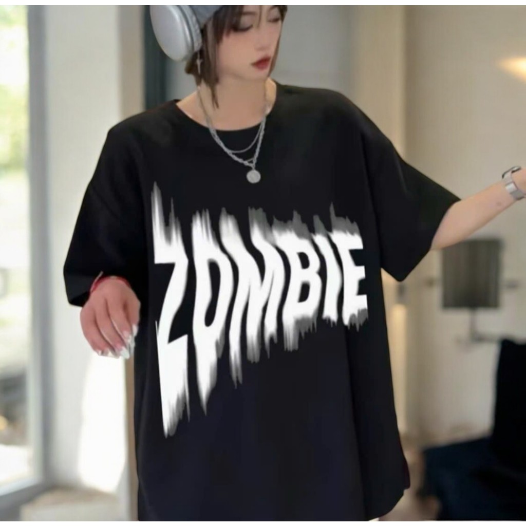 Áo Thun Nam Nữ in Chữ ZOMBIE Áo Phông Unisex Form Rộng Tay Lỡ Cổ Tròn Top Women