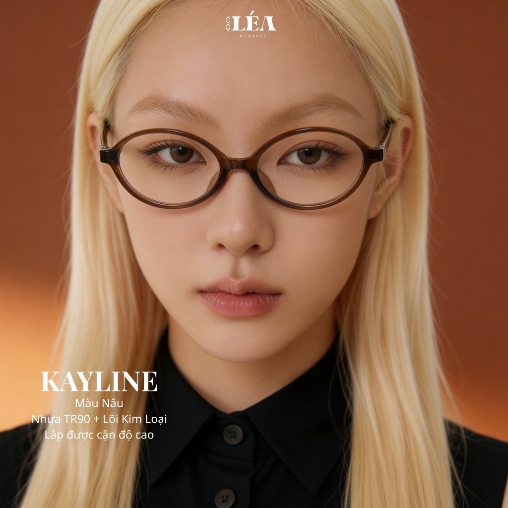Kính mắt Oval chuyên lắp cận KAYLINE - LÉAGLASSES nhựa cao cấp TR90 + LÕI KIM LOẠI Y2K Bayonetta