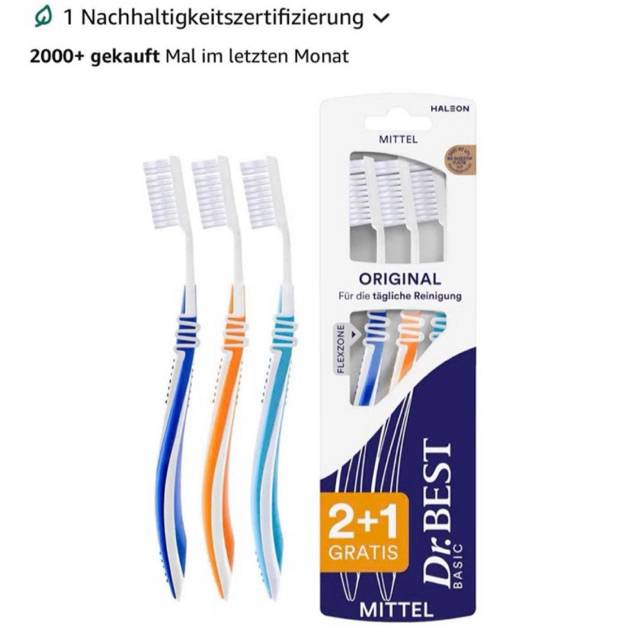 Set 3 bàn chải đánh răng Dr Best Đức
