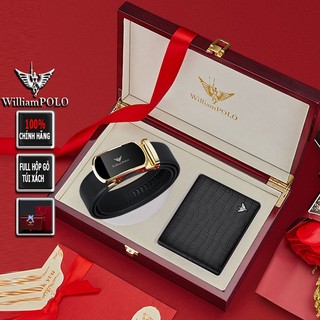 Combo ví nam cao cấp , thắt lưng nam hàng hiệu WilliamPOLO - POLO 211553 - POLO 22053P-Z
