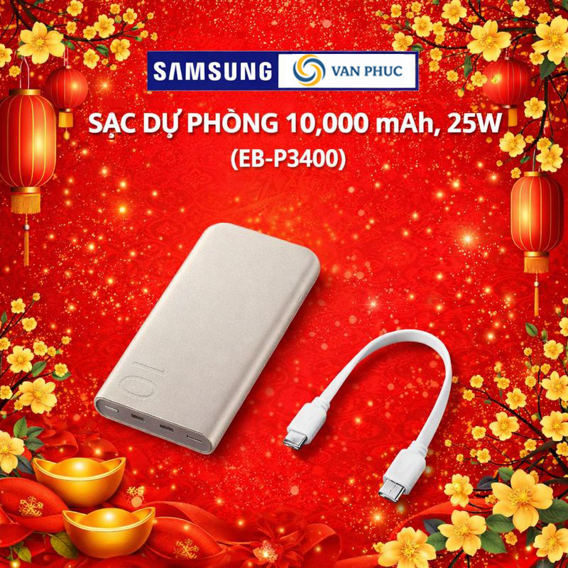 Pin sạc dự phòng 10000 mAh Samsung EB‑P3400 – 25W PD type-C sạc nhanh siêu tốc chính hãng