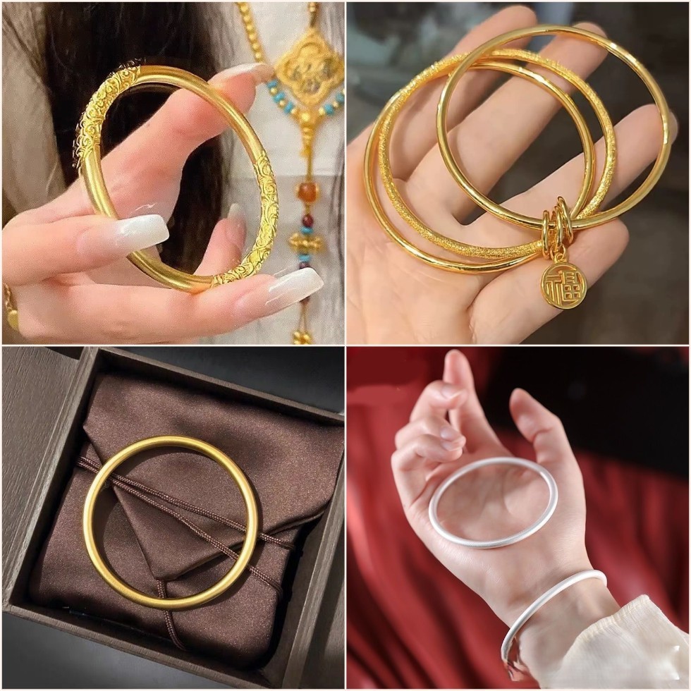 [ Hỏa tốc HCM ][ Hàng sẵn ] Vòng tay bản trơn phong thủy thiết kế trơn bóng thanh lịch cho nữ