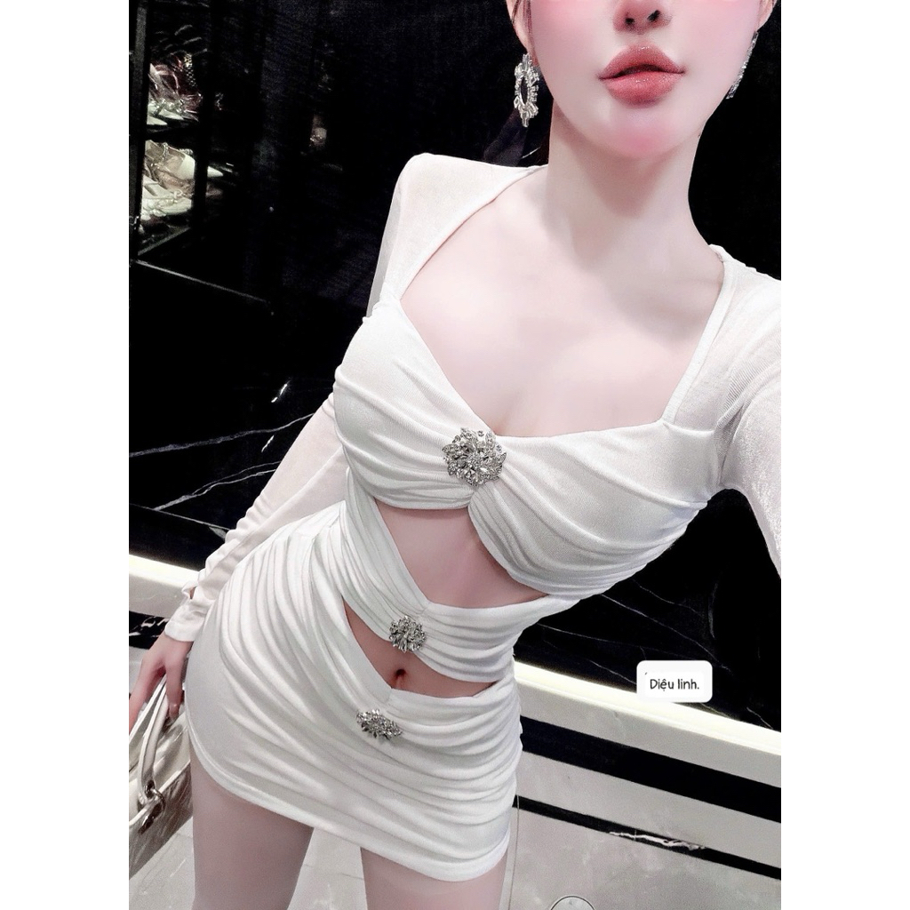 [LADY LUXURY ] VÁY ÔM BODY KHOÉT EO KÈM TAG ĐÁ CHANG CHẢNH