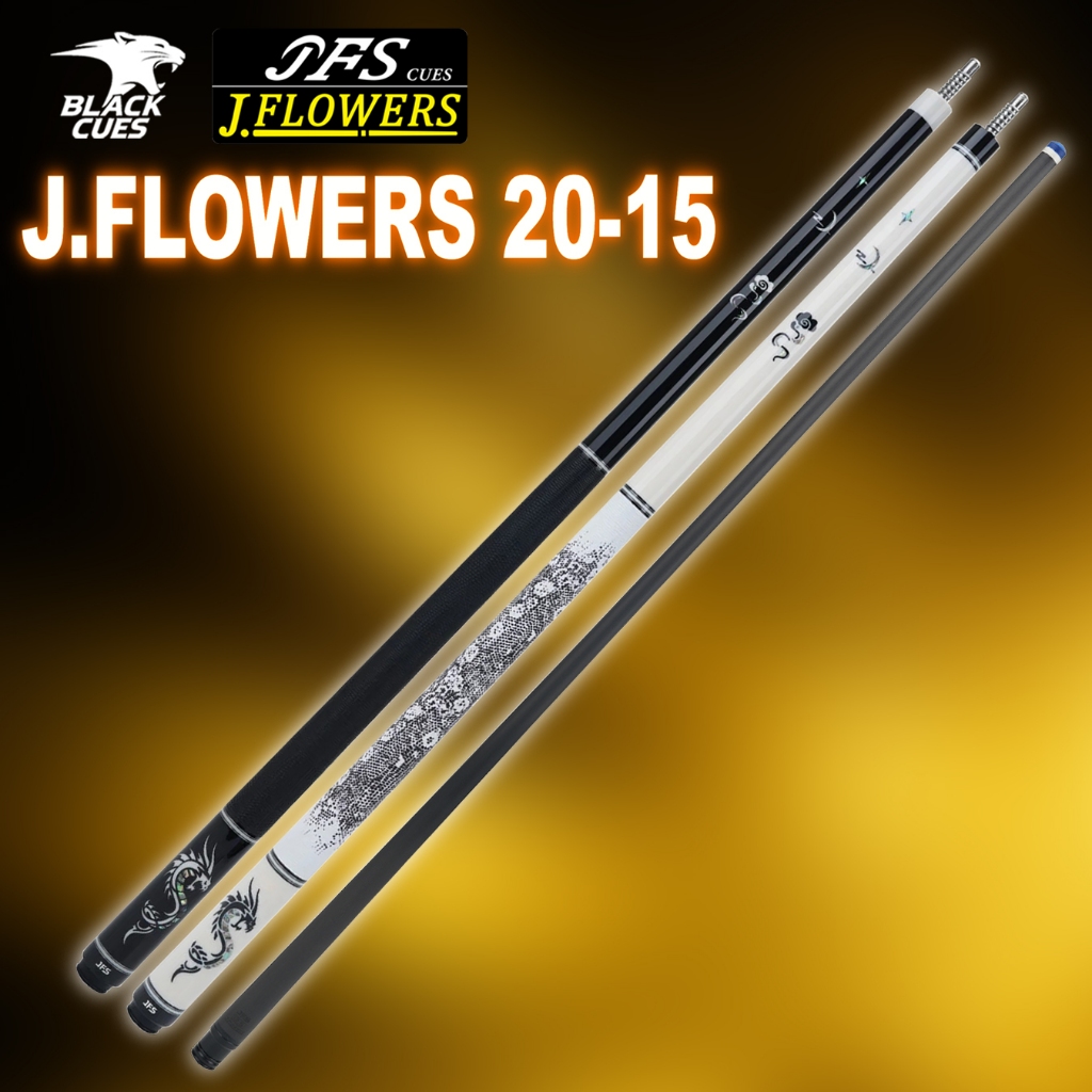 Cơ JFLOWERS 20-15 Chính Hãng, Chuôi Ghép Carbon, Tặng kèm phụ kiện - Black Cues