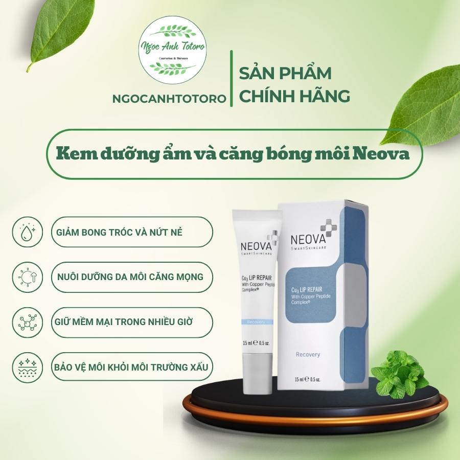 Kem dưỡng ẩm và căng bóng môi Neova Cu3 Lip GIẢM THÂM VÀ XÓA NHĂN NEOVA CU3 INTENSIVE LIP REPAIR 14g