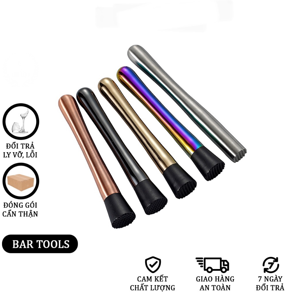 MUDDLER INOX 304 – CHÀY DẦM COCKTAIL CHUYÊN NGHIỆP DỤNG CỤ BARTENDER - CHÀY DẦM PHA CHẾ ĐỒ UỐNG