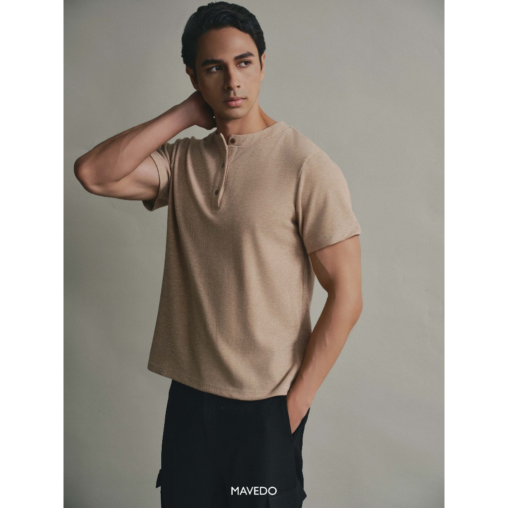 Áo thun len đan Soft knit henley t-shirt mềm mịn năng động