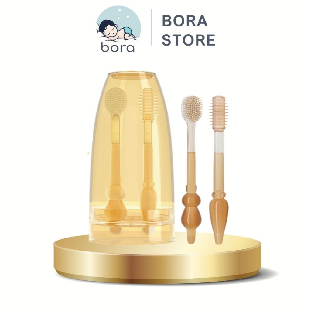 Set rơ lưỡi và bàn chải đánh răng silicon cho bé từ 0 - 18 tháng