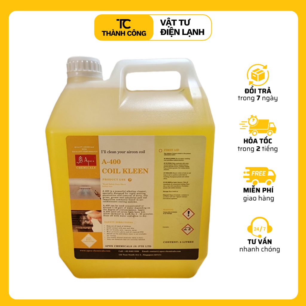 Nước tẩy dàn lạnh A-400 Coil Kleen, chất tẩy rửa dàn nóng dàn lạnh đa năng điều hòa, máy giặt, két ô