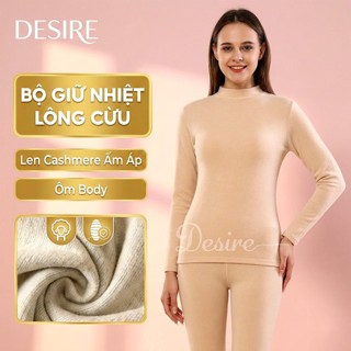 Bộ Giữ Nhiệt Nữ Cổ Cao Dày Ấm Áp Vải Nhung Lót Len Cashmere AGN-003