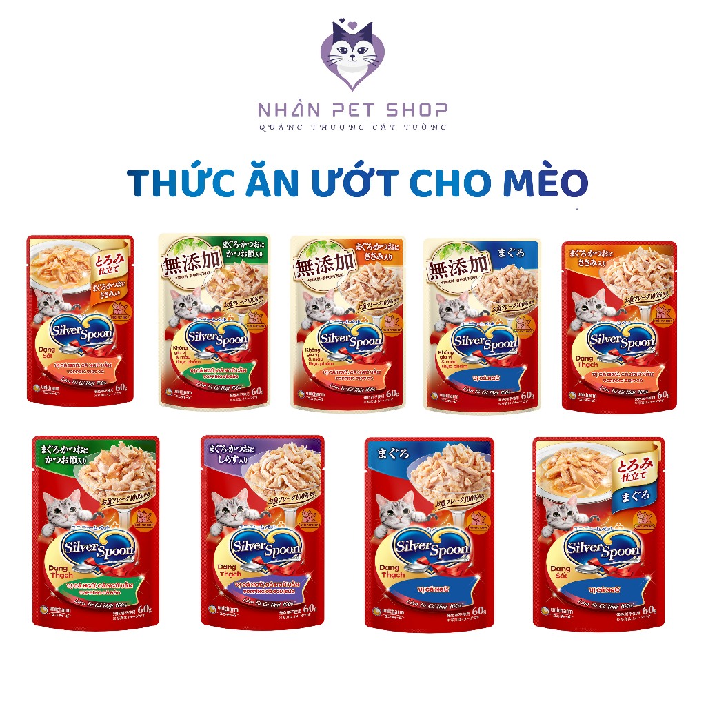 Pate Cho Mèo Silver Spoon 60g 2409 - Dạng Thạch / Sốt Nhiều Vị, Pate Silver Spoon