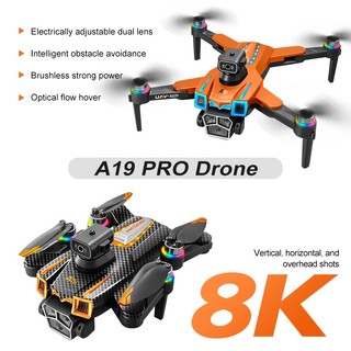 Flycam A19 Pro 8K | Màn hình 5.6 inch + Tránh chướng ngại vật + Chống gió cấp 5 | Động cơ không chổi than, pin lâu