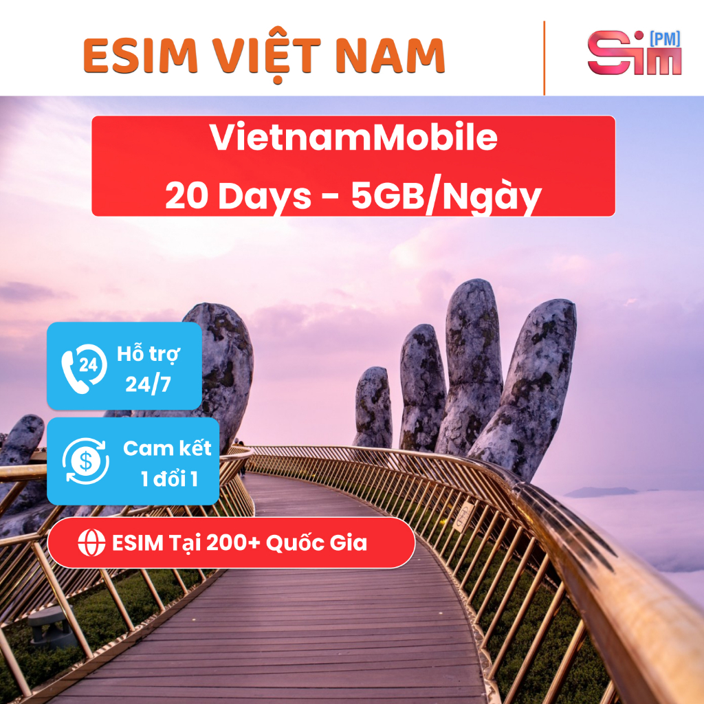 Esim Vietnammobile 20 ngày 5GB/ngày giá rẻ