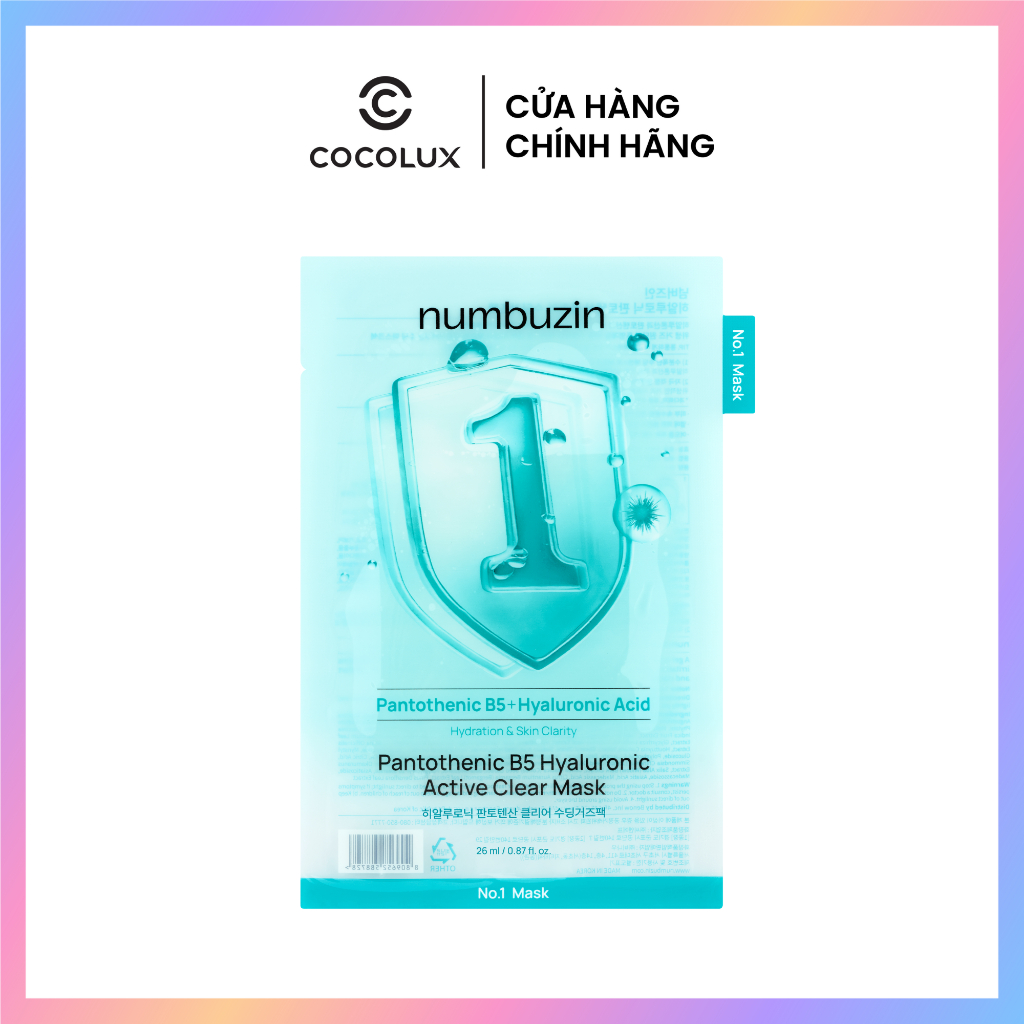 Mặt Nạ Numbuzin No.1 Pantothenic B5 Hyaluronic Active Clear Mask
