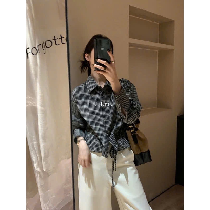 Áo sơ mi kẻ caro dáng vừa dây rút eo xoè 2026 Miho House | BigBuy360 - bigbuy360.vn