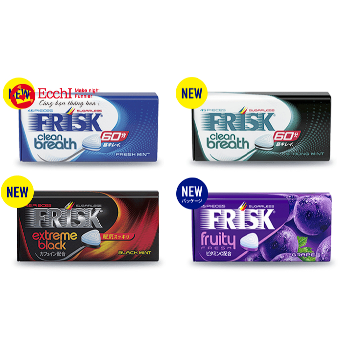 Kẹo  ngâm bạc hà Frisk Neo Bạc Hà Đen Nhật Bản hộp 45 viên