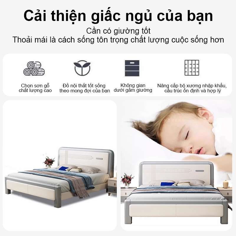 REX Giường gỗ tự nhiên cao cấp giường đôi Giường bệt 1m5 - 1m8 đã được xử lí ẩm mốc mối mọi | BigBuy360 - bigbuy360.vn