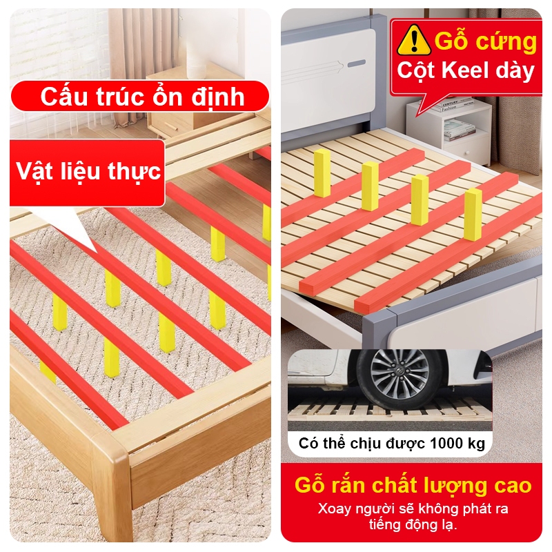 REX Giường gỗ tự nhiên cao cấp giường đôi Giường bệt 1m5 - 1m8 đã được xử lí ẩm mốc mối mọi | BigBuy360 - bigbuy360.vn