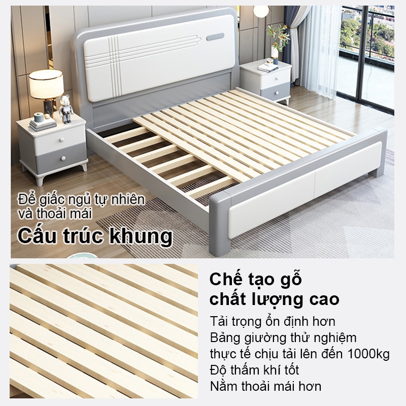 REX Giường gỗ tự nhiên cao cấp giường đôi Giường bệt 1m5 - 1m8 đã được xử lí ẩm mốc mối mọi | BigBuy360 - bigbuy360.vn