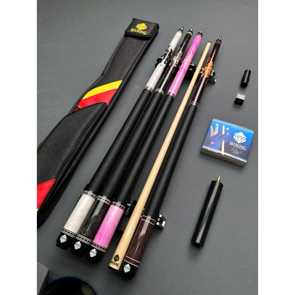 Gậy Wuking bida lỗ, size 12.8mm Full Cacbon cao cấp (Bao Wuking+ Cơ + Nối)