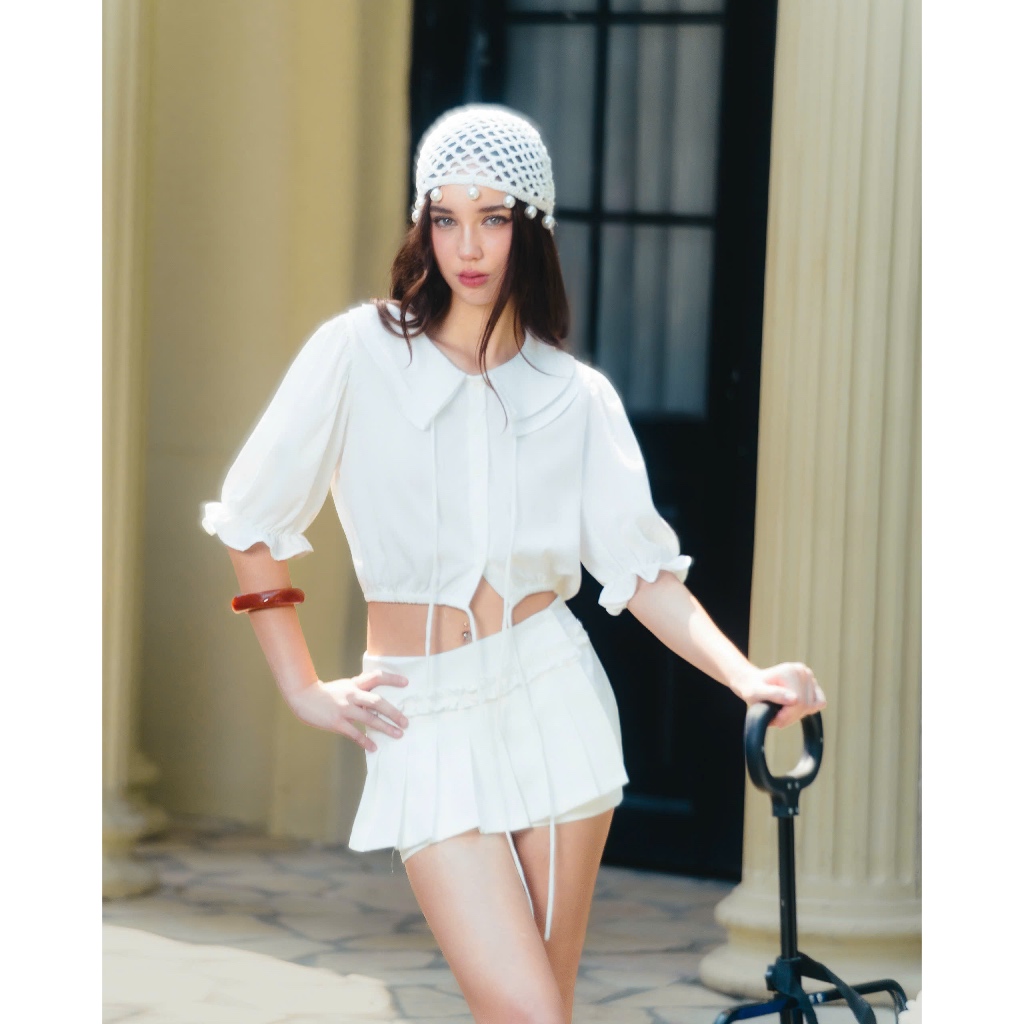 Áo sơmi tay phồng EAGER cổ sen hai lớp MIRANA TOP