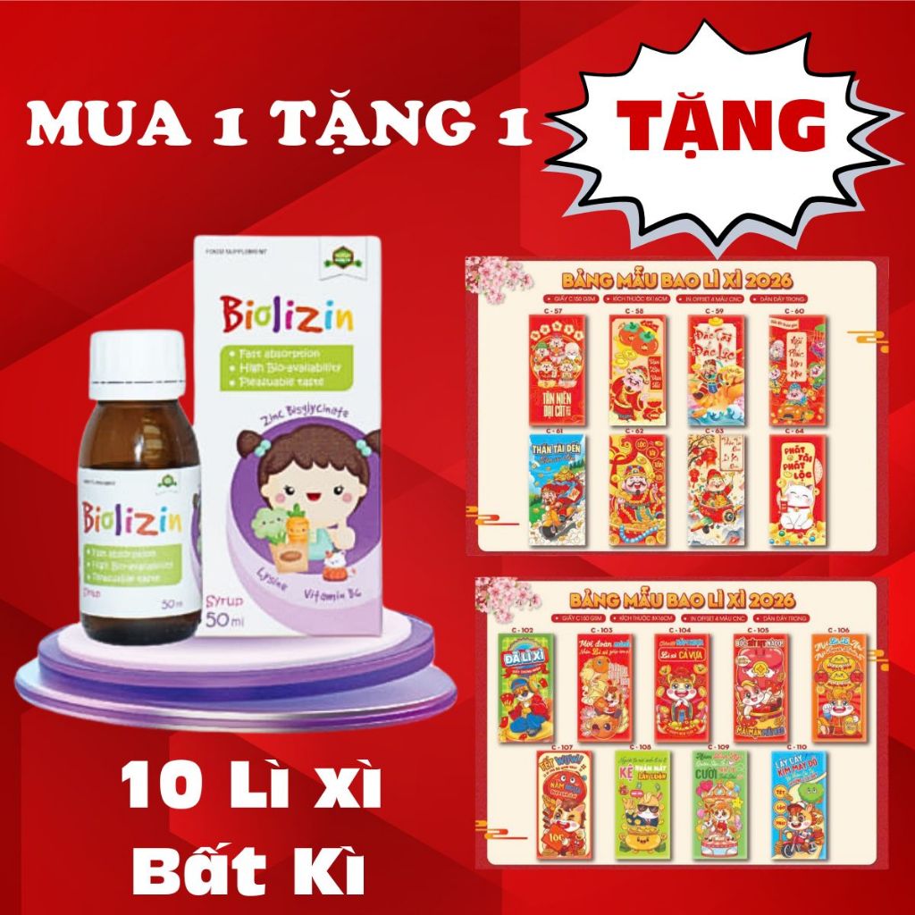 Biolizin Kẽm Hữu Cơ Lysine B6 Giúp Bé Ăn Ngon Tăng Đề Kháng Bổ Sung Kẽm Chai 50ml