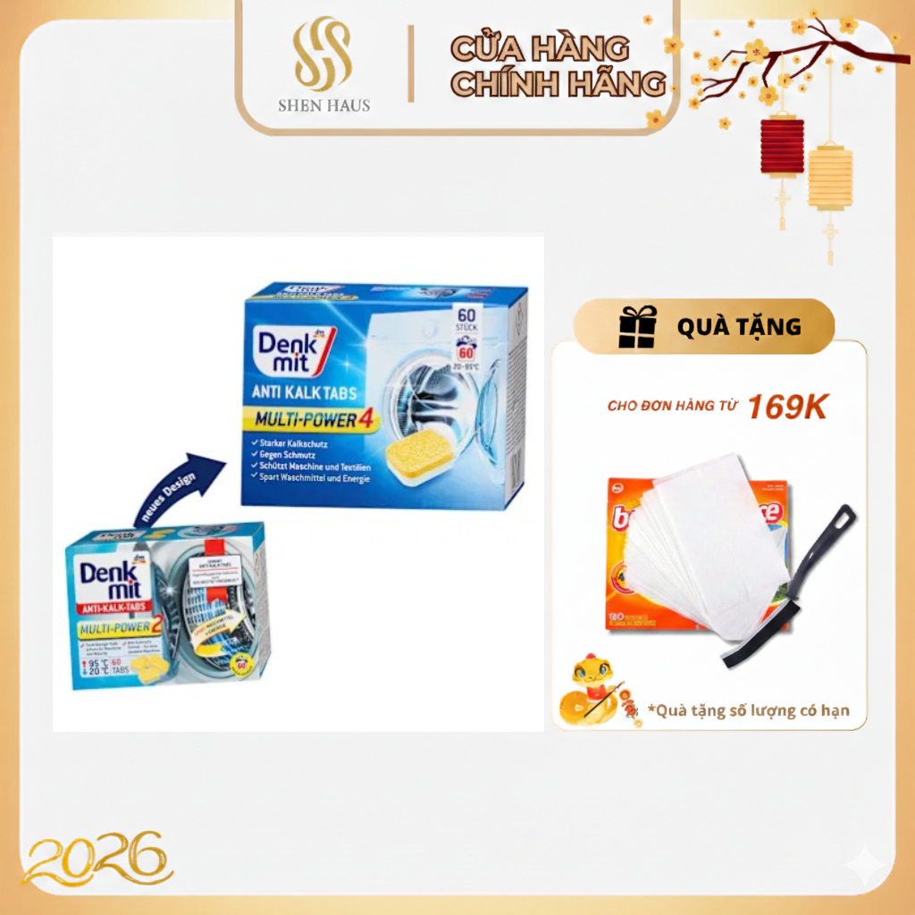 Hộp 60 Viên Tẩy Lồng Máy Giặt Denkmit Anti-Kalk-Tabs - Nhập Đức Chính Hãng