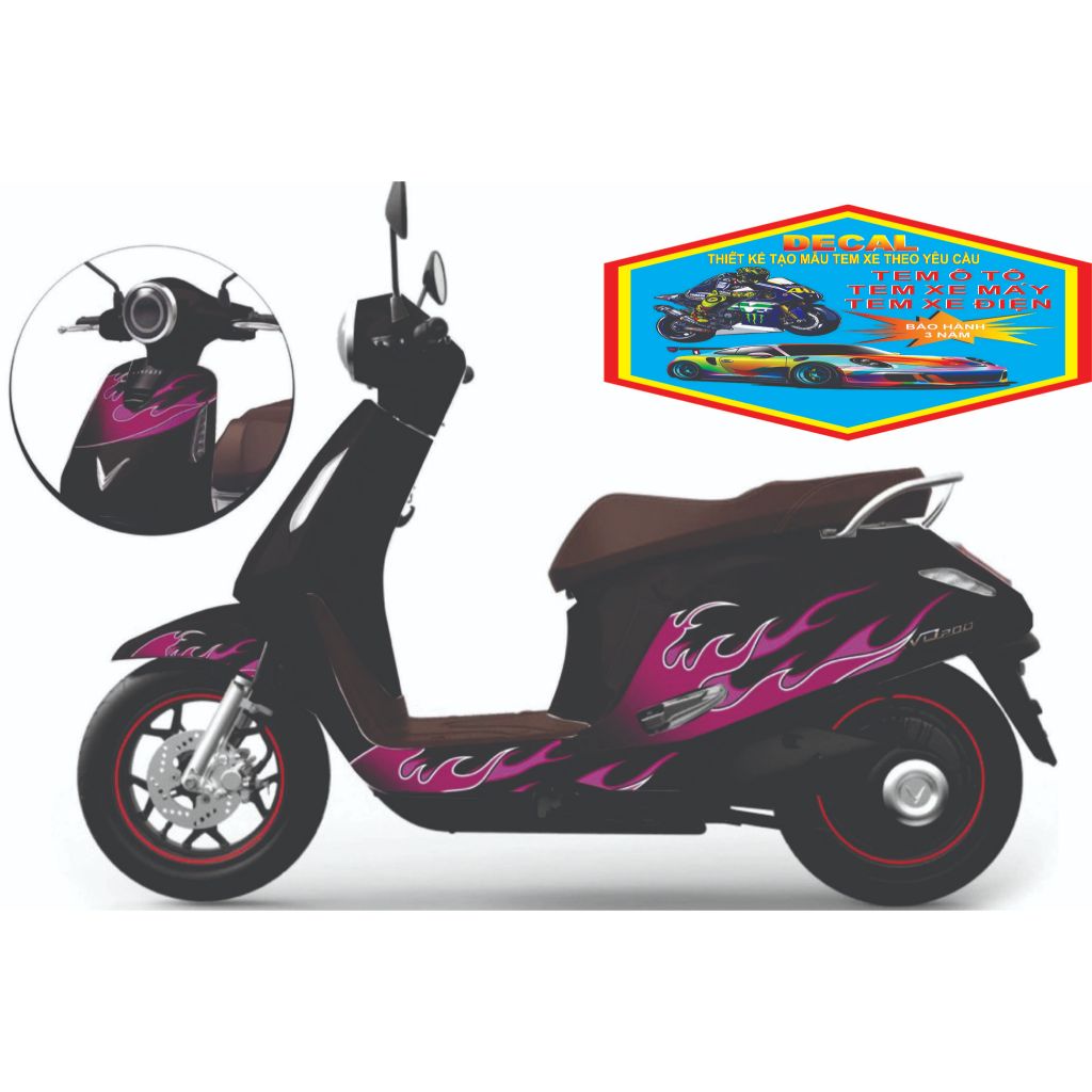 Tem lửa dán xe EVO NEO - EVO 200 - EVO GRAND , Mẫu tem thiết kế lửa mới phong cách có nhiều màu lữa 