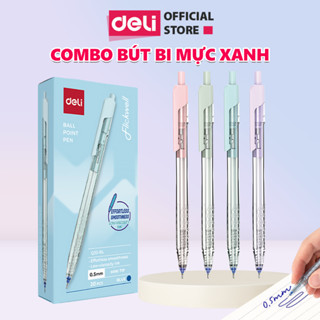 Combo 5/10/20 Bút Bi Deli Màu Pastel Ngòi 0.5mm Mực Xanh Nét Thanh Mảnh Phù Hợp Với Học Sinh,Sinh Viên, Văn Phòng