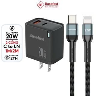 Combo Bộ sạc nhanh 20W 30W Basefast củ sạc 2 Cổng kèm dây dù siêu bền dùng cho Phone 11 12 13 14